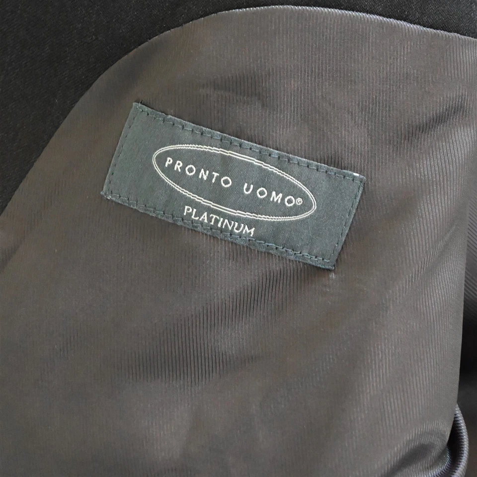 Pronto Uomo Platinum 50R 42x29 Gris Carbón 100% Lana Hombres Chaqueta Pantalones Traje Foto 4 de 4