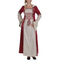 Medieval Clothing - Costume Dress Louise - With Hood - Red/beige - L/xl Medieval Clothing - Costume Dress Louise - With Hood - Red/beige - L/xl