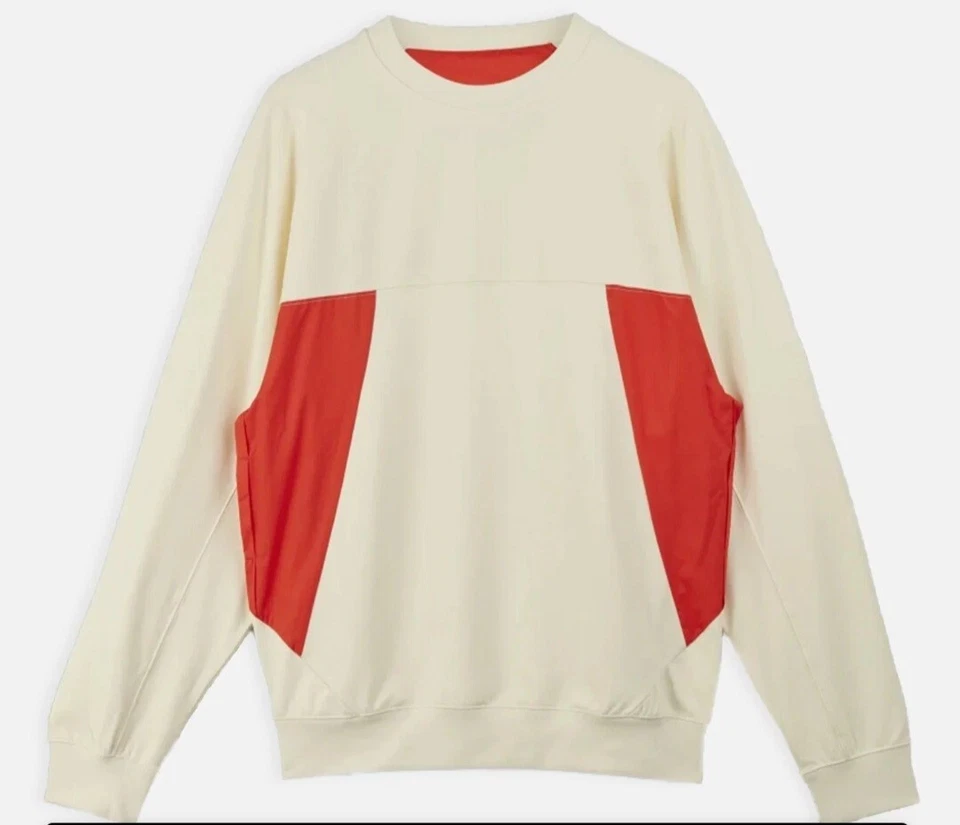 New Y-3 Logo Patch Crewneck Sweater Adidas Cream Orange Size 2XL Yohji Yomamoto - Image 2 of 4