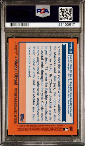 2021 TOPPS 70 YEARS TOPPS BB CHROME #28 SHOHEI OHTANI MLB L.A. ANGELS PSA 10 GEM - Picture 2 of 4