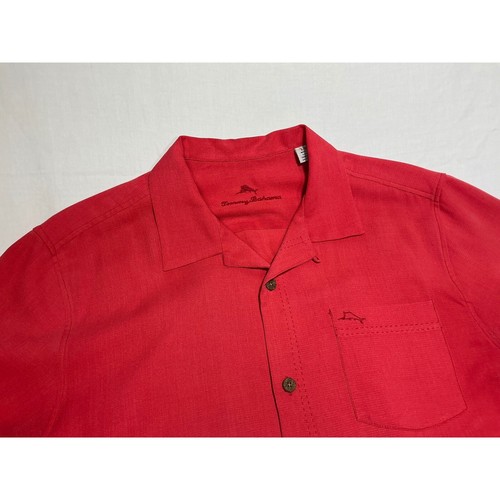 Tommy Bahama IslandZone Button Up Shirt Camp Collar Red Size L