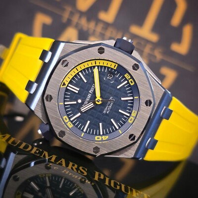 MINT AUDEMARS PIGUET ROYAL OAK OFFSHORE DIVER 42MM 15710ST STEEL BLUE YELLOW B&P
