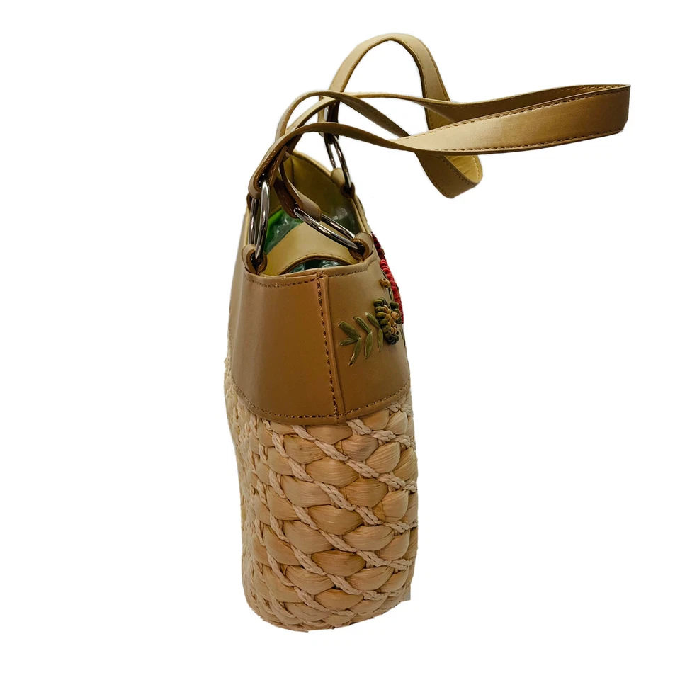 Цветочный украшенный бисером богемное сумочки дизайн соломы хлопок с подкладкой Дамская сумка - Изображение 4 из 4