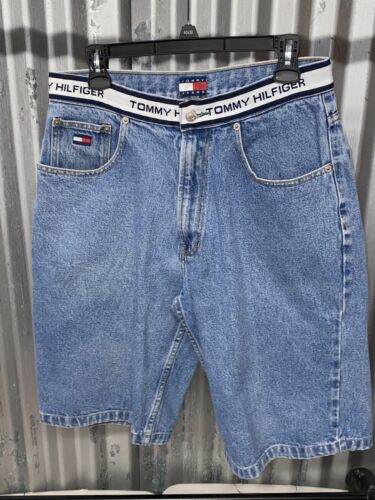 Tommy Hilfiger Women's Jean Denim Shorts Size 8 Hammer Loop Carpenter  Shorts Y2K