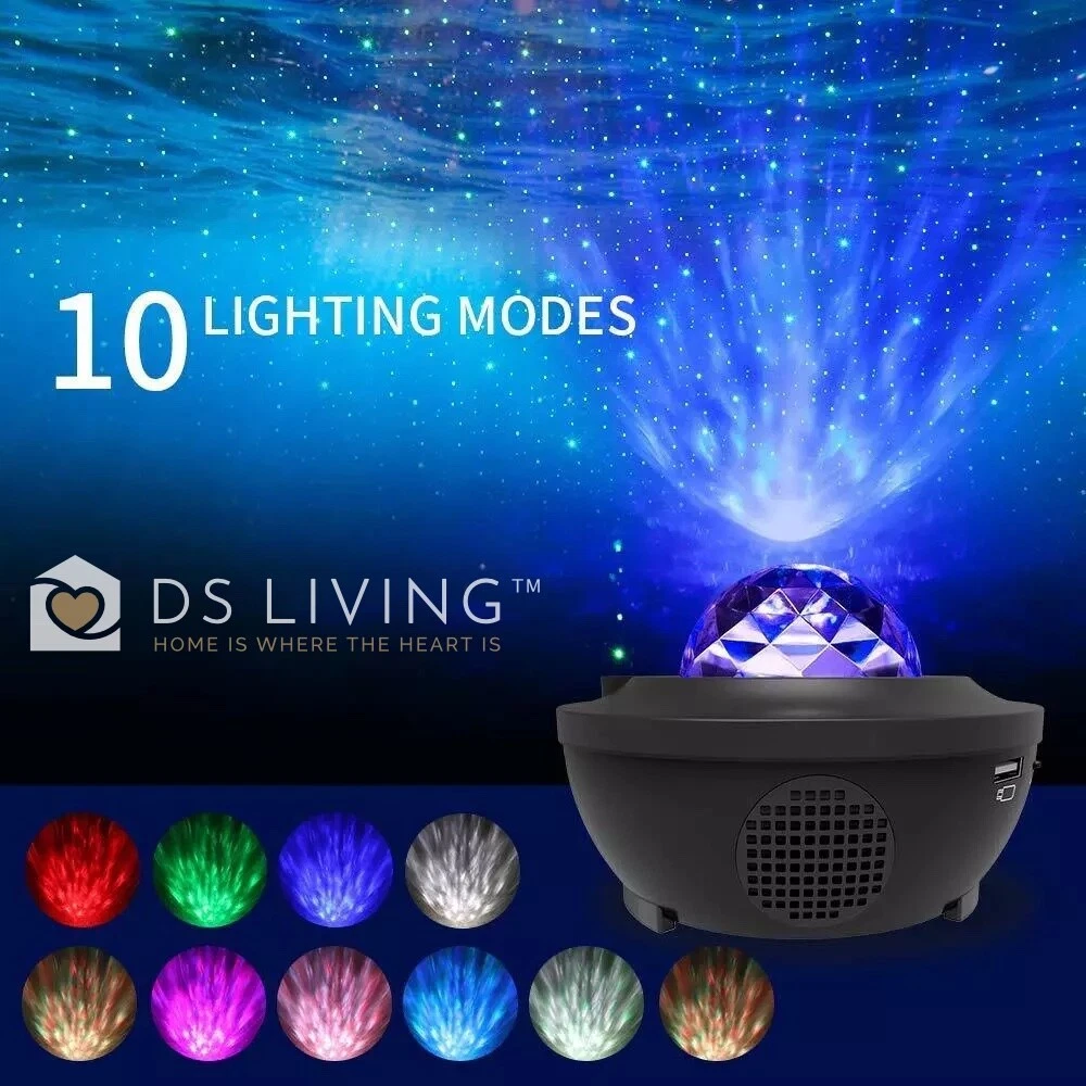 Music LED Galaxy Starry Night Light Projector Ocean Wave Star Lamp