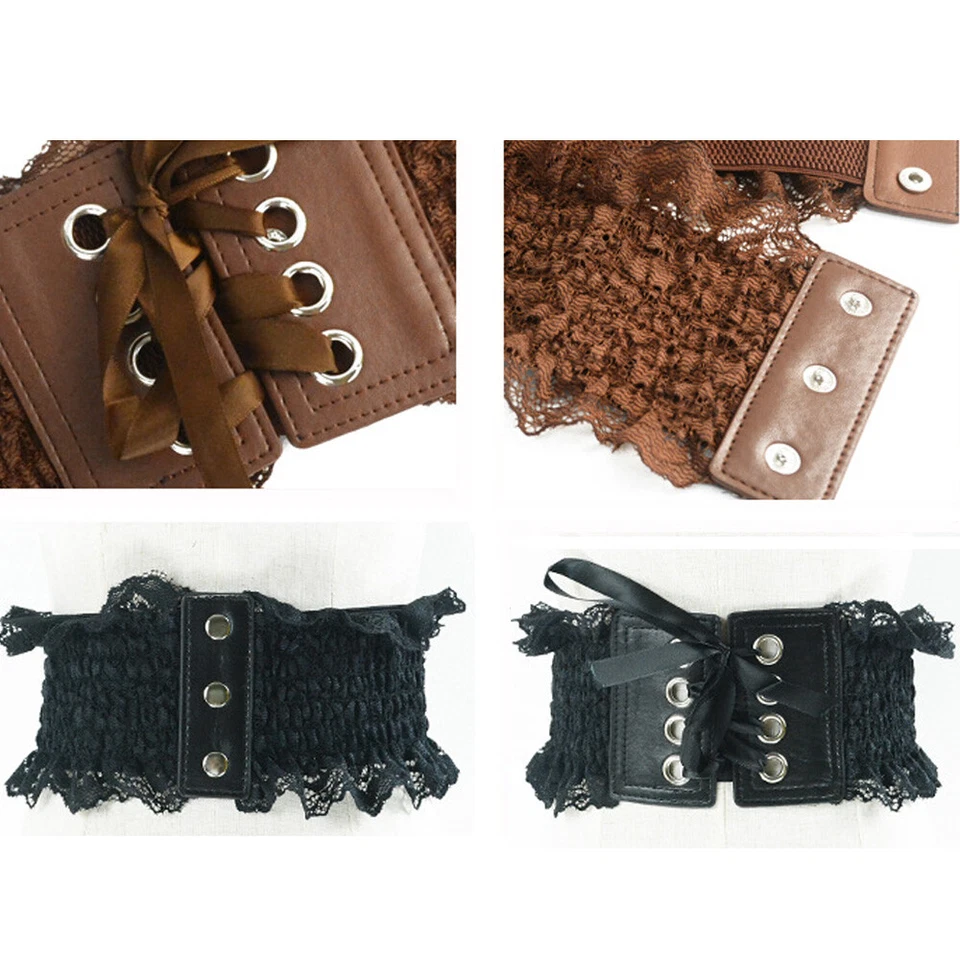 Frauen breiter Gürtel Quasten Schleife Schnalle Kleid Korsett Dehnbar Bund - Bild 3 von 4