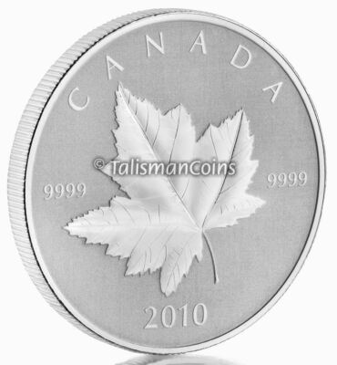 Canada 2010 MAPLE LEAF $5 1 Troy Oz Pure Silver REVERSE PROOF