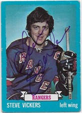 Steve Vickers Signed 1973-74 Topps Card #57 New York Rangers