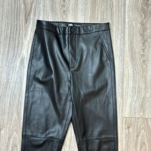 Zara black faux leather pants new size Medium skinny new - Picture 2 of 9