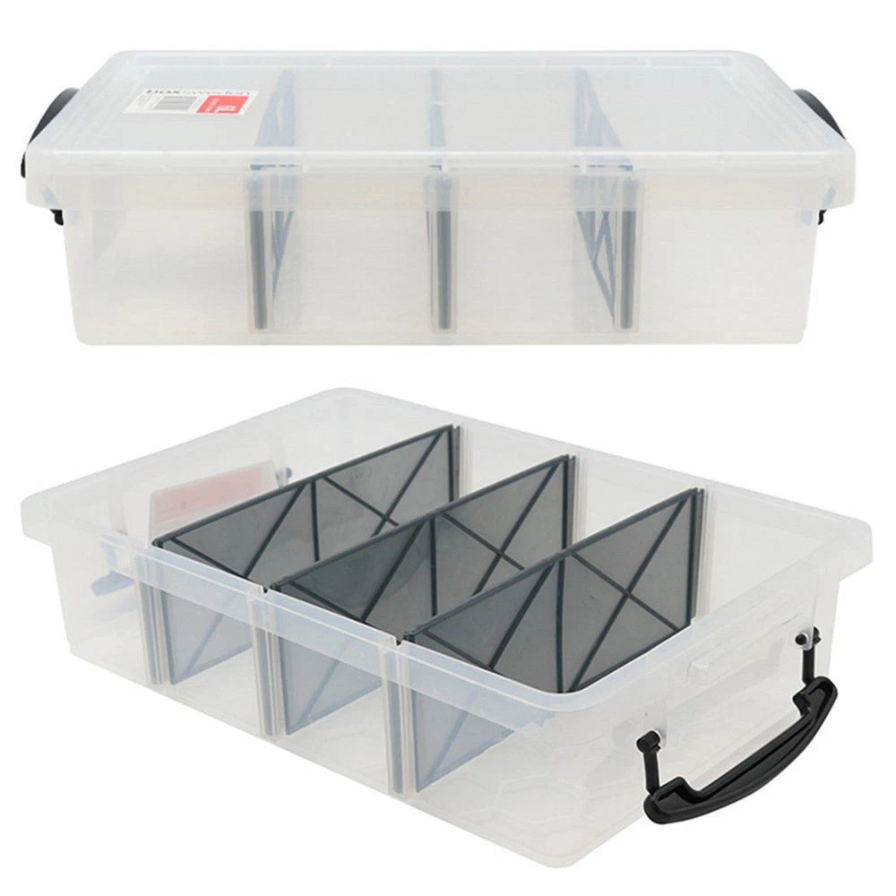 6L Clear Plastic Storage Box with Removable Dividers Containers Bin Tubs  Tub