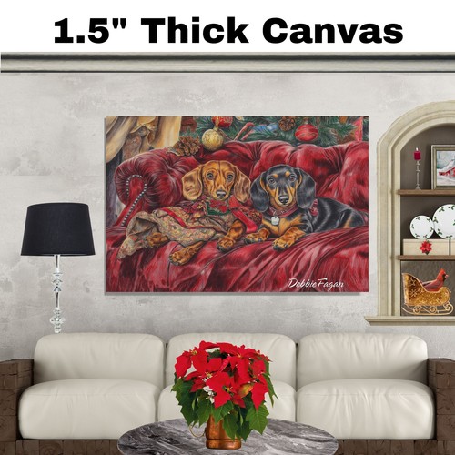 Dackel Vintage-inspirierte Ephemera-Kunst auf flach gerollter, gerahmter oder gewickelter Leinwand - Bild 4 von 9