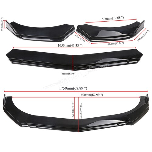 For Audi RS6 RS7 Glossy Black Front Bumper Chin Lip Splitter Spoiler Body Kit - Picture 3 of 13
