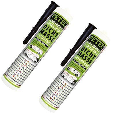Petec 2x Scheiben- Karosseriedichtmasse Kartusche Schwarz 310ml