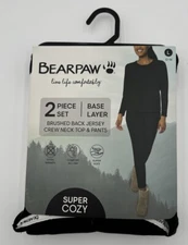 Bearpaw Women Base Layer 2 Piece Set Size Large (12-14) Black Super Cozy