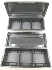 2 Alpha Plastic Audio Cassette 15 Tapes Holder Black Storage Cases USA Made Lot