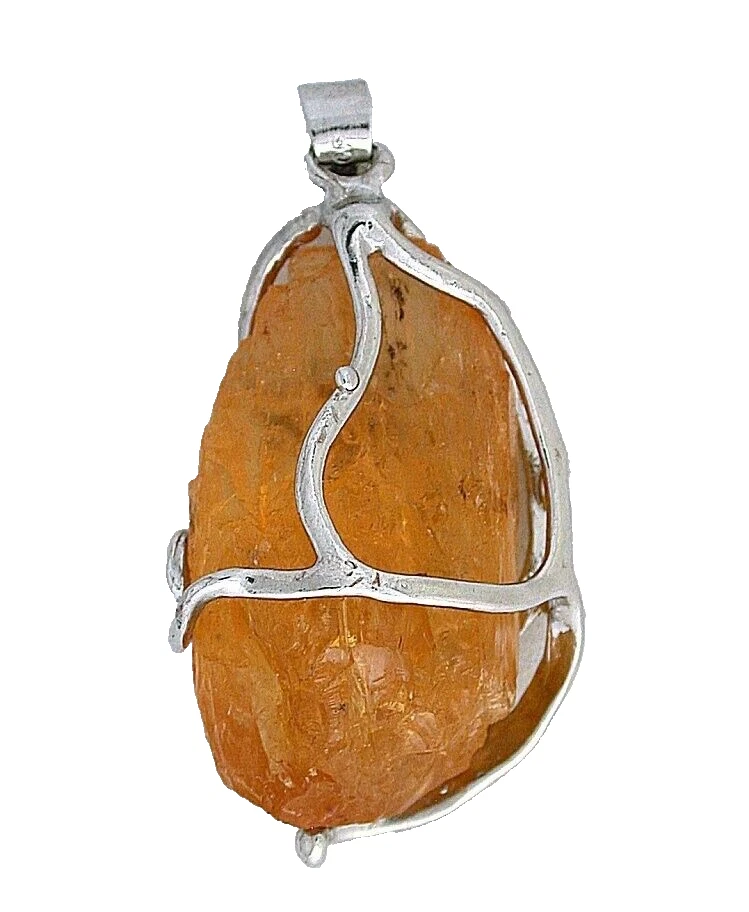 Colgante Topacio Imperial Envuelto Cristal Color Plata 22" Cadena Serpiente EPPC108 Foto 2 de 3