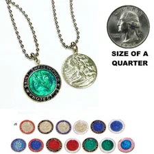 Beach Saint Large St. Christopher Necklace Medal Quarter Size -New Surf Necklace