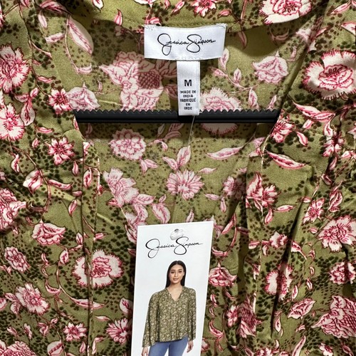 Jessica Simpson NWT Womens Size M Leslie Boho Botanical Dots Top Shirt - Picture 4 of 7