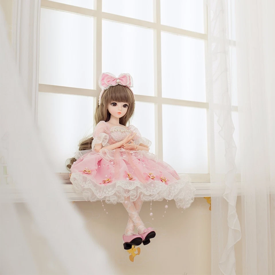 Muñeca BJD 24" 1/3 bola articulada niñas muñecas con maquillaje facial ojos ropa zapatos peluca Foto 4 de 4