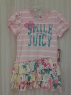 NWT Juicy Couture Pink Striped & Floral SS Dress Sz 18-24 M | eBay