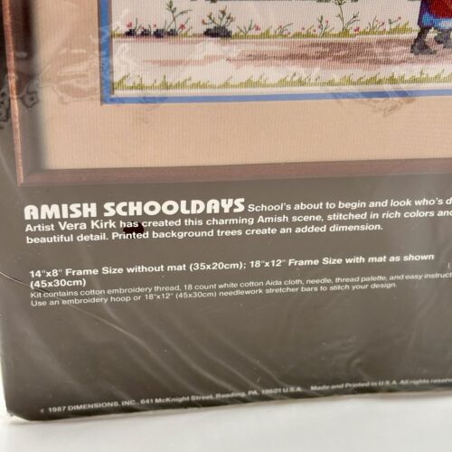 Vtg 1987 Dimensions AMISH SCHOOLDAYS Counted Cross Stitch Kit #3629 Color Chart - Picture 8 of 10