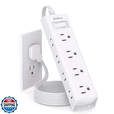 Flat Plug Power Strip, Ultra Thin Flat Extension Cord - Addtam 12 Widely AC 3