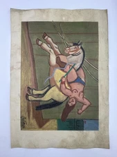 Fernando Botero COA Art Painting Original Drawing Vintage Paper Signed