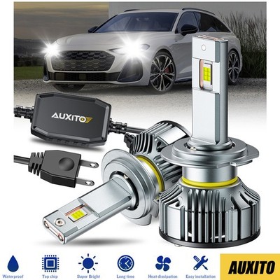Pair H7 LED Headlight Bulb High Low Beam 6500K 30000LM AUXITO White Canbus Y19
