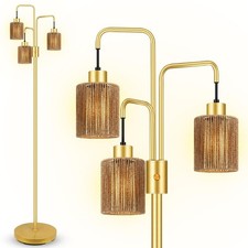 BoostArea Industrial Floor Lamp for Living Room,Gold Modern Standing 3-Light 