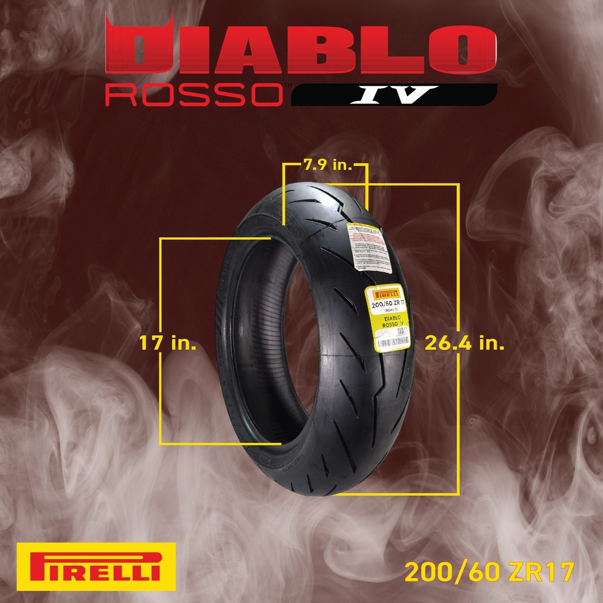 ピレリ 120/70 17  200/60 17 Pirelli Diablo Rosso IV 120/70ZR17 Front & 200/60ZR17 Rear