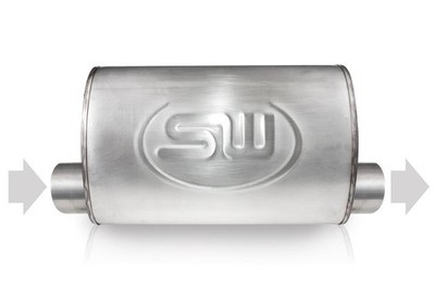 Stainless Works TM4S25O25OSS Turbo S-tube Muffler 2.5'' Offset/Offset Same Side