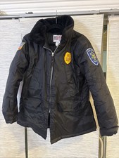 Andy Frain  Security Services Winter Jacket Coat Faux Fur Collar Size Small