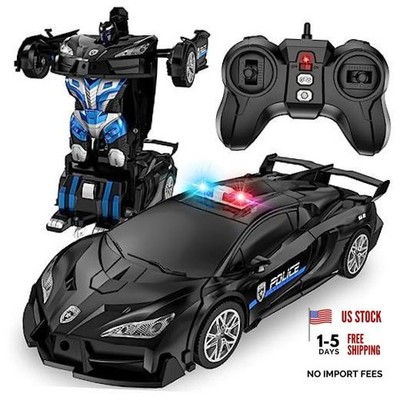 Remote Control Car, One-Button Transform Toys Car, 2.4GHz RC Cars 1:18 Black