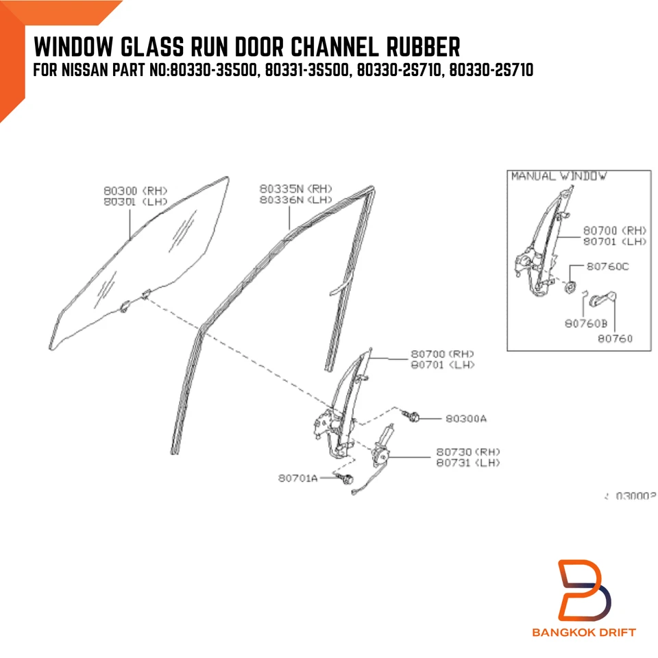 Window Glass Run Door Channel Seal Fit Nissan Navara D22 Frontier 98-04 4DR - Image 2 of 4