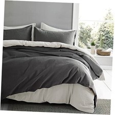 Pure Cotton Velvet Corduroy Duvet Cover Set Natural Fabric Twin Charcoal