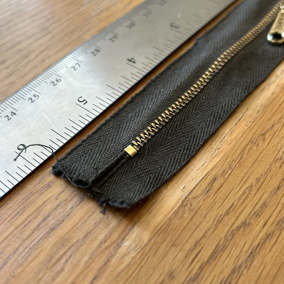 De colección Años 50 60 TALON EE. UU. Cadena Cremallera RARA Doble Cierre Extremo #3.5 5-7/8” Latón MARRÓN Foto 2 de 4