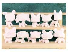 10pcs lps White Base Molds Fox Dog Cat Deer Collie Shorthair Kids DIY Custom LPS