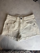 Mossimo Shorts High Rise White Distressed Jean Cutoffs Cotton Spandex Size 3