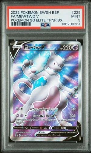 2022 POKEMON SWSH POKEMON GO ELITE TRAINER BOX FULL ART/MEWTWO V PSA 9