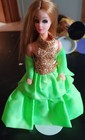 Topper Dawn Doll In Htf metallic Neon Green 70s Clone Dress