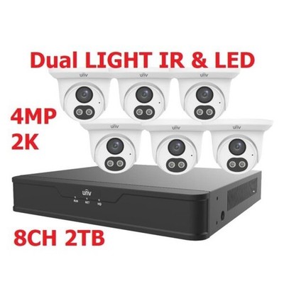 Uniview 8-Chan 2TB NVR Security System Smart Dual Light Kits EKDL-S31P8T46T2