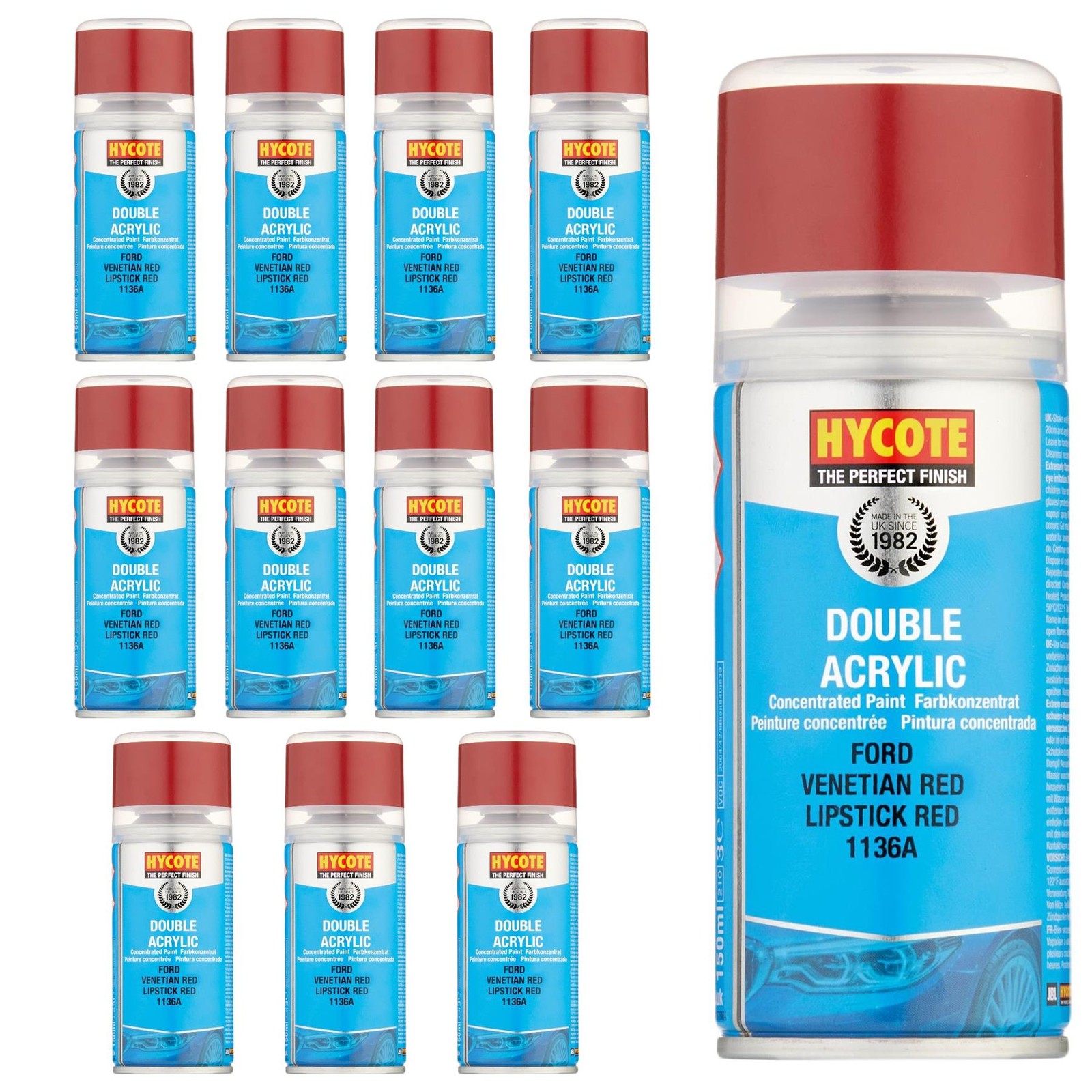Hycote Colour Spray Paint XDFD516 Ford Venetian Red 150ml x12