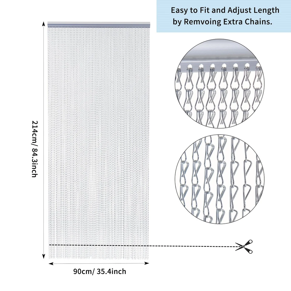 Silver Metal Chain Door Curtains Aluminium Chainmail Curtains Door Screen 35.... - Image 3 of 4