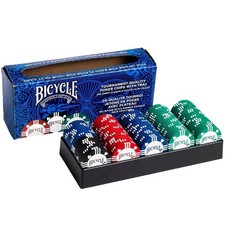FAHRRAD 100 POKERCHIP-SET MIT TABLETT 8 GRAMM TON GEFÜLLT 4 FARBEN TURNIER NEU