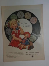 Magazine Ad* - 1958 - AT&T / Bell System - Little girl with dolly