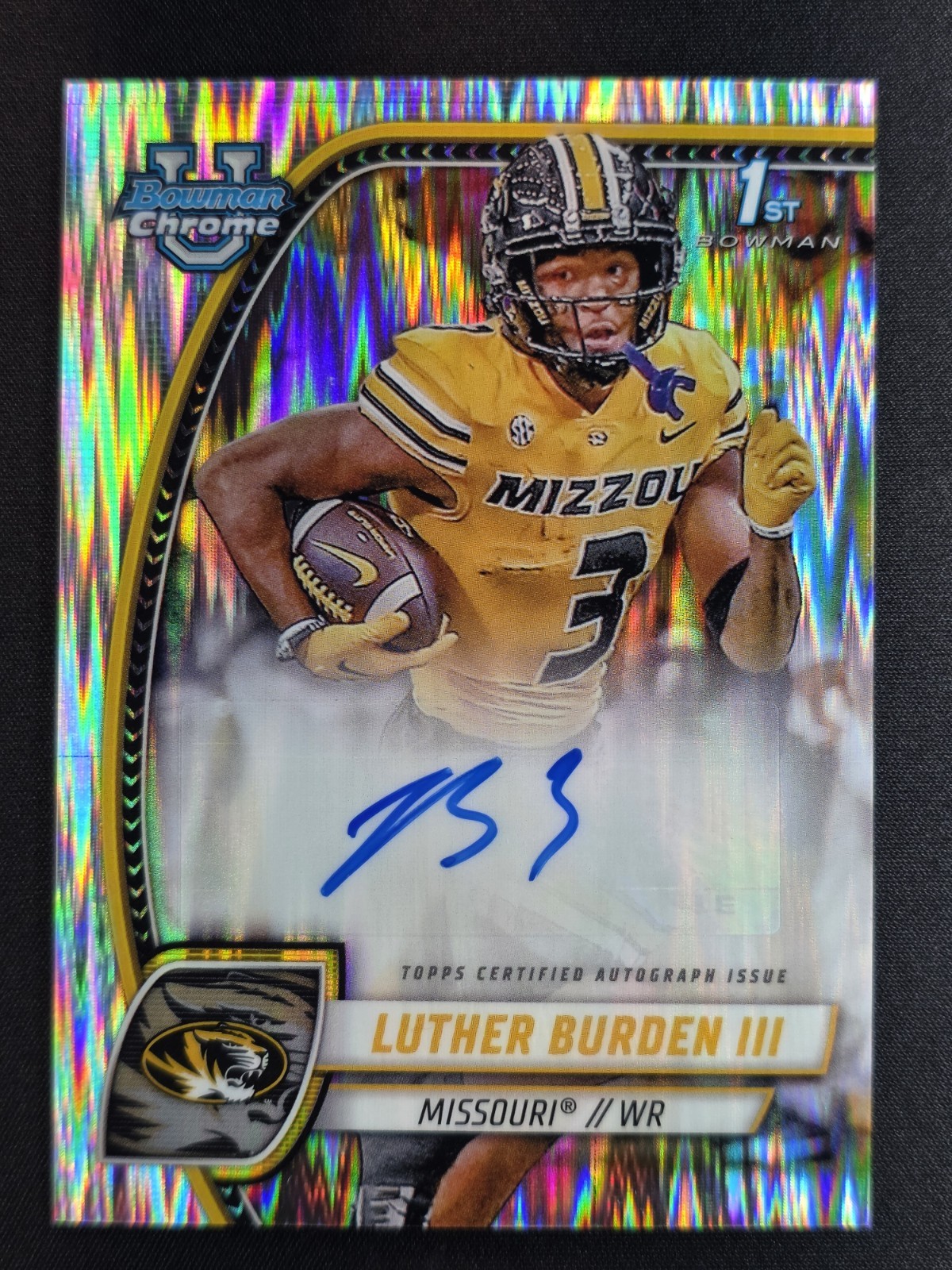 Luther Burden III 2024 Bowman Chrome U 1st Stealth Refractor AUTO MISSOURI BEARS