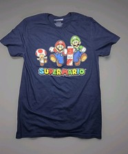Super Mario T-Shirt Mario Luigi Mushroom Graphics Size M NWT