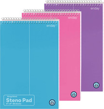 Steno Pads Spiral 6 x 9 inches, Gregg Rule White Paper, 80 Sheets Steno Notebook