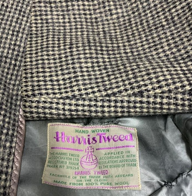 1970s Vintage Harris Tweed pure handwoven classic raglan gray over coat 46R