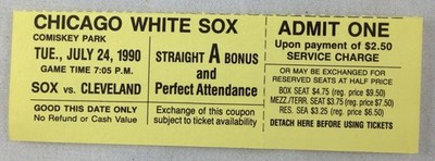 MLB 1990 07/24 Cleveland Indians at Chicago White Sox Full Ticket-Peterson WP
